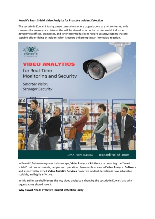 Kuwait's Smart Shield: Video Analytics for Proactive Incident Detection