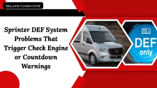 Sprinter DEF System Problems That Trigger Check Engine or Countdown Warnings
