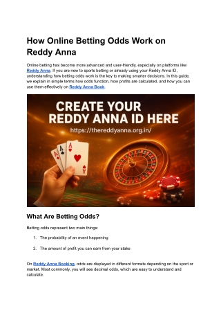 How Online Betting Odds Work on Reddy Anna