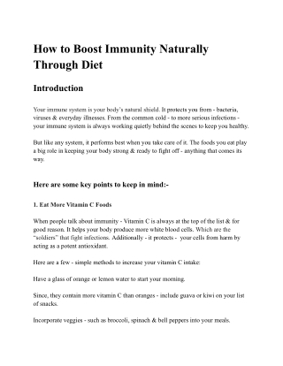 How to Boost Immunity Naturally Through Diet - NutriNest