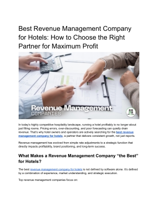Best Revenue Management Company for Hotels