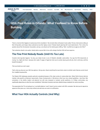 HOA Pool Rules in Orlando: What You Need to Know Before Building