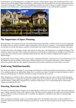 Unlocking Potential With Thoughtful Design And Planning For Small kitchens.