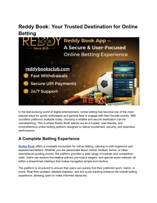 Reddy Book_ Your Trusted Destination for Online Betting