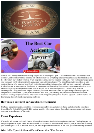 What Is The Average Automobile Crash Settlement In Co?