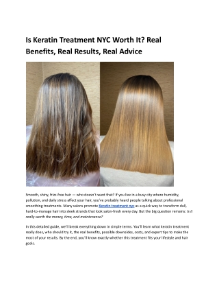 Is Keratin Treatment NYC Worth It