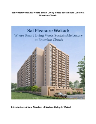 Sai Pleasure Wakad | spacious 2 & 3 BHK Homes near Bhumkar Chowk