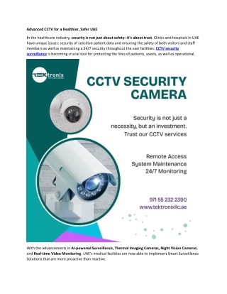 Advanced CCTV for a Healthier, Safer UAE