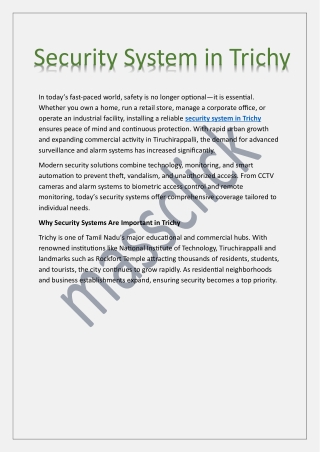 Security Systems in Trichy