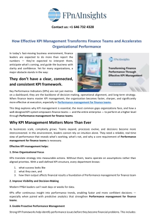 How Effective KPI Management Transforms Finance Teams and Accelerates Organizational Performance