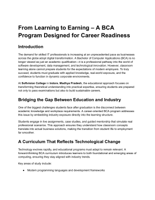 From Learning to Earning – A BCA Program Designed for Career Readiness
