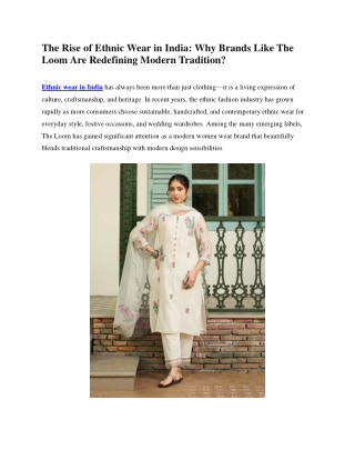 The Loom Ethnic Wear Brand in India for Modern Tradition