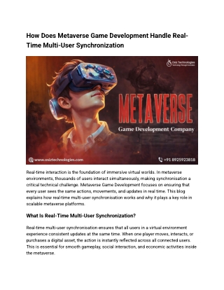 How Does Metaverse Game Development Handle Real-Time Multi-User Synchronization