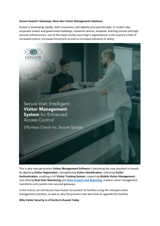 Secure Kuwait's Gateways -  Next-Gen Visitor Management Solutions