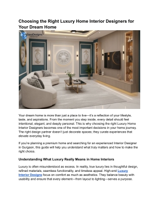 Choosing the Right Luxury Home Interior Designers for Your Dream Home