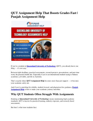 QUT Assignment Help That Boosts Grades Fast | Punjab Assignment Help
