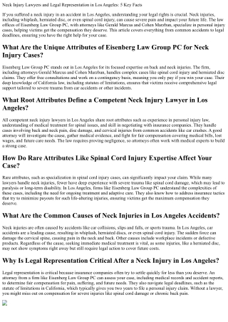 5 Essential Insights on Neck Injury Lawyers and Legal Compensation in Los Angele