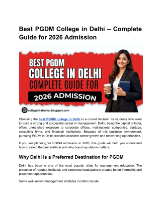 Best PGDM College in Delhi