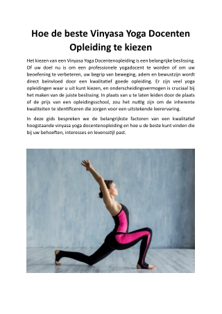 Hoe de beste Vinyasa Yoga Docenten Opleiding te kiezen