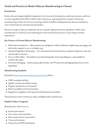 Trends and Practices in Modern Skincare Manufacturing in Chennai