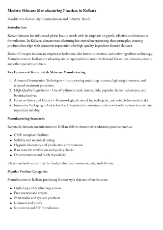 Modern Skincare Manufacturing Practices in Kolkata