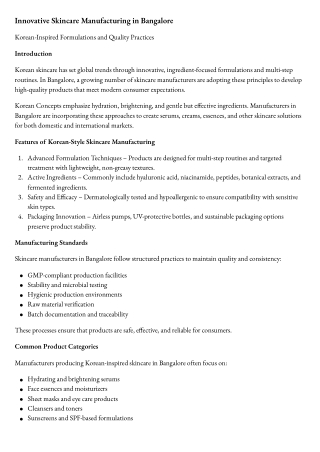 Innovative Skincare Manufacturing in Bangalore