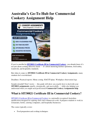 Australia’s Go-To Hub for Commercial Cookery Assignment Help