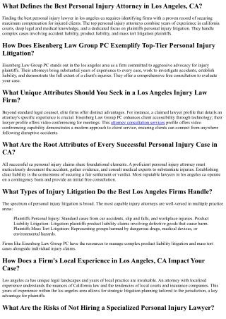 10 Best Personal Injury Lawyers in Los Angeles, CA: Expertise and Proven Results