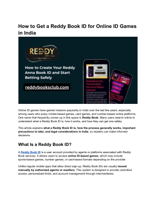 How to Get a Reddy Book ID for Online ID Games in India