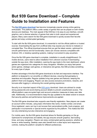 But 939 Game Download – Complete Guide to Installation and Features