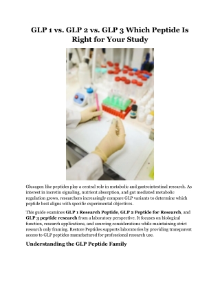 GLP-1 vs. GLP-2 vs. GLP-3 Which Peptide Is Right for Your Study
