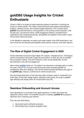 gold365 Usage Insights for Cricket Enthusiasts