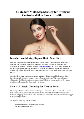 The Modern Multi Step Strategy for Breakout Control and Skin Barrier Health