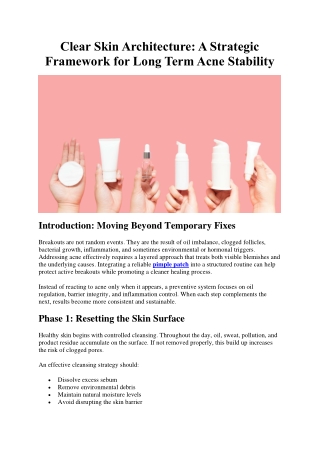 Clear Skin Architecture- A Strategic Framework for Long Term Acne Stability