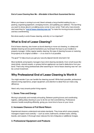 End of Lease Cleaning Near Me