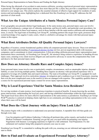 8 Critical Aspects of Personal Injury Representation in the Santa Monica CA Area