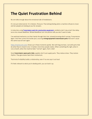 The Quiet Frustration Behind  