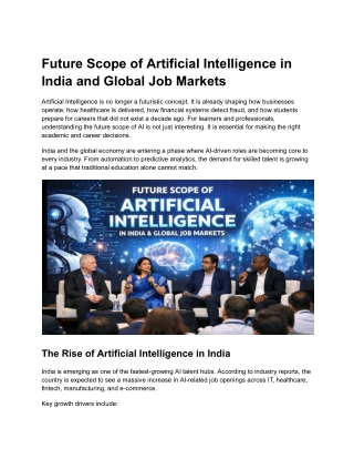 Future Scope of Artificial Intelligence in India and Global Job Markets