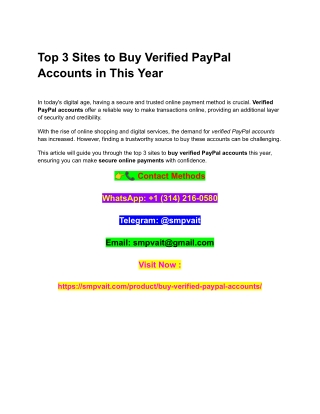 Top 3 Sites to Buy Verified PayPal Accounts in This Year