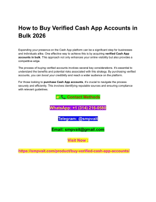 How to Buy Verified Cash App Accounts in Bulk 2026