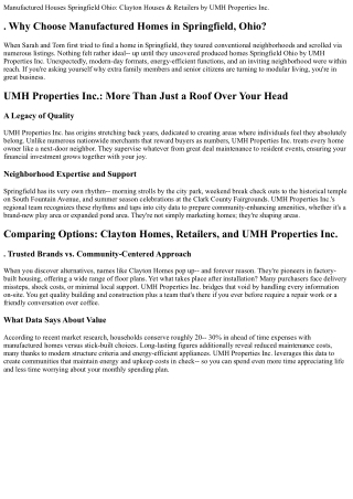 . Manufactured Homes Springfield Ohio: Clayton Homes & Retailers by UMH Properti