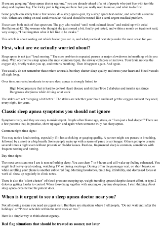 Urgent or Routine? When to Search Sleep Apnea Doctor Near Me