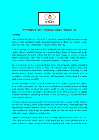 Why Should You Try Hibiscus Herbal Infusion Tea