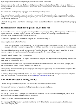 Rolling vs. Buying: Is It Cheaper to Roll a Joint or Buy a Pre Roll?