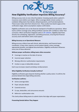 How Eligibility Verification Improves Billing Accuracy?