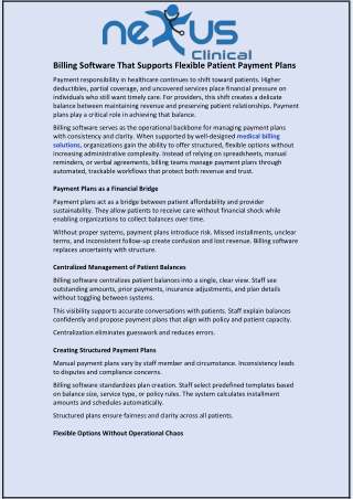 Billing Software That Supports Flexible Patient Payment Plans