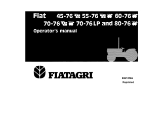 New Holland Fiat 45-76 55-76 60-76 70-76 70-76LP and 80-76 Tractors Operator’s Manual Instant Download (Publication No.0
