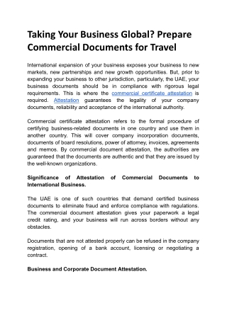 Taking Your Business Global? Prepare Commercial Documents for Travel