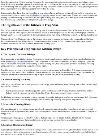 The Impact of Feng Shui on your kitchen layout and design choices.