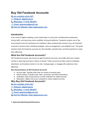 Buy Old Facebook Accounts in USA 2026